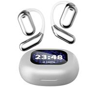 Intelligent Touch Screen Open Bluetooth Earphones, Bluetooth 5.4 Wireless Earbuds, Open Ear Headphones Wireless Bluetooth, Touch Screen Control, Noise Reduction, LED Display (White)