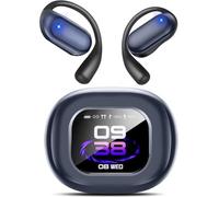 Intelligent Touch Screen Open Ear Bluetooth 5.4 Headphones,Wireless Bone Conduction Over The Ear Earbuds Built-in Mic Sport Earphones with Comfort Ear Hooks,IPX7 Waterproof for Running Fitness,Blue