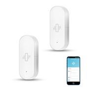 Intelligent Vibration Sensor: Wireless Glass Break Detector, WiFi Door Sensor with App Alarms, Adjustable Sensitivity, Security Sensor for Alarm System and Automation(2-Pack)