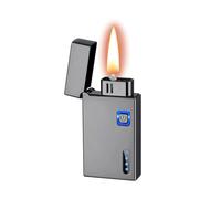 Intelligent voice-activated induction lighter, multiple ignition methods, open flame and soft flame, can add fuel repeatedly, suitable as a gift for colleagues and men(Brass)