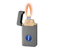 Intelligent voice-activated induction metal kerosene lighter, 4 ignition modes, visible transparent oil window, suitable for gift giving/collection (kerosene not included)(Silver)