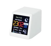 Intelligent Weather Clock, Color Display Alarm Clock can Display The Date/time/Weather, Multifunctional Desktop Clock with Adjustable Brightness and Wi-Fi (White)
