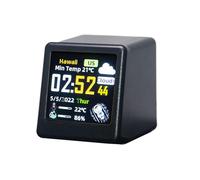 Intelligent Weather Clock,Mini 3D Hologram Cube Display,Smart Weather Station Digital Clock with Weather, Calendar, Temperature, Humidity, WiFi Clock for Desk Decor