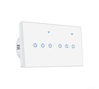 Intelligent WiFi Touch Switch Featuring Tempered Glass, Remote App Control via for Smart Life or for tuya, Voice Activated On/Off Controller for Lighting, 100-240V, White(wifi6)