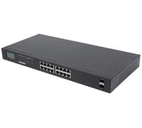 Intellinet 16-Port Gigabit Ethernet PoE+ Switch with 2 SFP Ports, LCD Display, IEEE 802.3at/af Power over Ethernet (PoE+/PoE) Compliant, 370 W, Endspan, 19" Rackmount (UK)