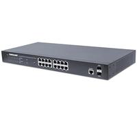 Intellinet 16-Port Gigabit Ethernet PoE+ Web-Managed Switch with 2 SFP Ports, IEEE 802.3at/af Power over Ethernet (PoE+/PoE) Compliant, 374 W, Endspan, 19" Rackmount (UK)