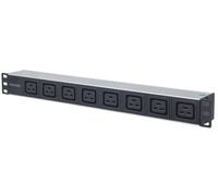 Intellinet 163613 19" 1U Rackmount 8-Output C19 Power Distribution Unit (PDU), With Removable Power Cable and Rear C20 Input