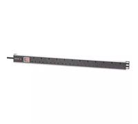 Intellinet 19" 1U PDU 12-way UK Vertical type With switch and overload protection Rackmount Power Distribution Unit UK 3-pin outlets 1.8m power cord output