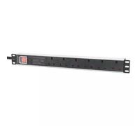 Intellinet 19" 1U PDU 6-way UK With switch and Surge Protection Rackmount Power Distribution Unit UK 3-pin outlets 3m power cord output