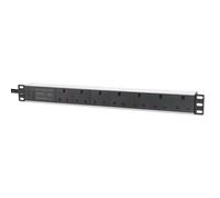 Intellinet 19" 1U PDU 7-way UK Surge Protection Rackmount Power Distribution Unit UK 3-pin outlets 3m power cord output