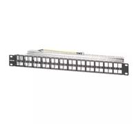 Intellinet 19" 48-Port Shielded Blank Patch Panel 1U Unloaded 19-inch Rackmount Keystone Panel for High-density Installations Removable Cable-Management Bar Black