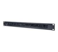 Intellinet 19 Inch Cable Entry Panel, 1U, with Brush Insert, Black