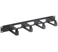 Intellinet 19" Cable Management Panel 1U 4 Long Plastic Rings Black