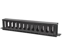 Intellinet 19 Inch Cable Management Panel, 19 Inch Rackmount Cable Manager, 1U, with Cover, Black