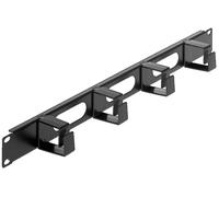 Intellinet 19 Inch Cable Management Panel, 1U, 4 Short Plastic Rings, Black Cabl