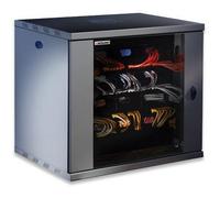 Intellinet 19" 12U Wall-Mount Network Cabinet - 450mm Deep, 350mm Usable, Metal & Glass Door, Black