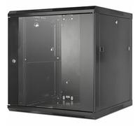 Intellinet Network Cabinet 19" Wall Mount (Standard) - 12U, 600mm, Black, Metal & Glass Door