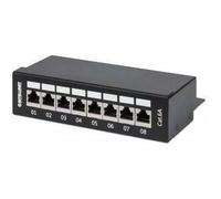 Intellinet Patch Panel, Cat6a, FTP, 8-Port, Desktop, Shielded, 90° Top-Entry Punch Down Blocks, Black