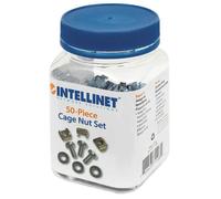 Intellinet Cage Nut Set (50 Pack) M6 Nuts Bolts and Washers Suitable for Network Cabinets/Server Racks Plastic Storage Jar Lifetime Warranty