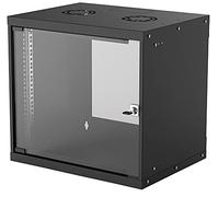 Intellinet 19" Network Cabinet - Wall Mount (Basic) 9U 400mm Deep Black Flatpack Max 50kg Usable Depth 340mm Glass Door Rack Parts for wall installation (eg screws and rawl plugs) not included