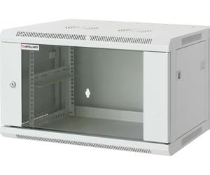 Intellinet Network Cabinet, Wall Mount (Standard), 15U, 450 mm Deep, Grey, Assembled, Max 60 kg, Metal & Glass Door, Back Panel, Removeable Sides, Suitable also for use on a desk or floor, 19 Inch