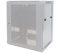 Intellinet Network Cabinet, Wall Mount (Standard), 15U, 450 mm Deep, Grey, Flatpack, Max 60 kg, Metal & Glass Door, Back Panel, Removeable Sides, Suitable also for use on a desk or floor, 19 Inch