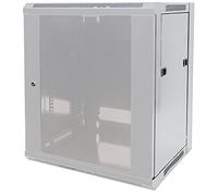 Intellinet Network Cabinet Wall Mount (Standard) 9U Usable Depth 260mm/Width 510mm Grey Flatpack Max 60kg Metal & Glass Door Back Panel Removeable Sides Suitable also for use on desk or floor 19" Parts for wall install (eg screws/rawl plu