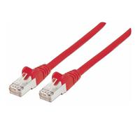 Intellinet Network Patch Cable Cat7 Cable/Cat6A Plugs 1m Red Copper S/FTP LSOH / LSZH PVC RJ45 Gold Plated Contacts Snagless Booted Lifetime Warranty