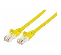 Intellinet Network Patch Cable, Cat7 Cable/Cat6A Plugs, 1m, Yellow, Copper, S/FTP, LSOH / LSZH, PVC, RJ45, Gold Plated Contacts, Snagless, Booted, Polybag