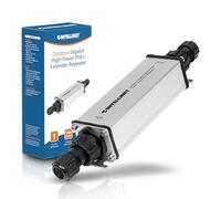 Intellinet Outdoor Gigabit High-Power PoE+ Extender Repeater, IEEE 802.3at/af Power over Ethernet (PoE+/PoE), Extends Range up to 100m, Metal, IP65
