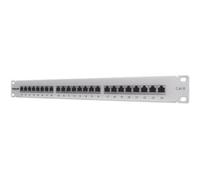 Intellinet Patch Panel, Cat6, FTP, 24-Port, 1U, Shielded, 90° Top-Entry Punch-Down Blocks, Grey