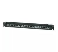 Intellinet Patch Panel Cat6 FTP 24-Port 1U Shielded 90 Top-Entry Punch-Down Blocks Black
