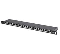 Intellinet Patch Panel Cat6a FTP 24-Port 19" 0.5U Shielded 90 Top-Entry Punch Down Blocks Black