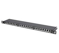 Intellinet Patch Panel, Cat6a, FTP, 24-Port, 19", 0.5U, Shielded, 90° Top-Entry Punch Down Blocks, Black