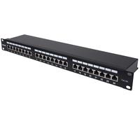 Intellinet Patch Panel, Cat6a, FTP, 24-Port, 1U, Shielded, 90° Top-Entry Punch Down Blocks, Black