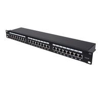 Intellinet Patch Panel, Cat6a, FTP, 24-Port, 1U, Shielded, 90° Top-Entry Punch Down Blocks, Black