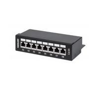 Intellinet Patch Panel, Cat6a, FTP, 8-Port, Desktop, Shielded, 90° Top-Entry Punch Down Blocks, Black