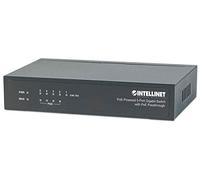 Intellinet PoE-Powered 5-Port Gigabit Switch w PoE Passthrough, 4xPSE PoE ports, 1 x PD PoE port, IEEE 802.3at/af Power-over-Ethernet (PoE+/PoE), IEEE 802.3az Energy Efficient Ethernet, Desktop (UK)