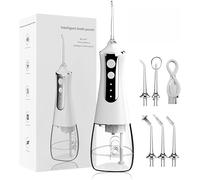 IntelliWater Floss - Cordless Rechargeable Water Flosser for Teeth Cleaning, Portable Oral Irrigator with 3 Pressure Modes with 5 Nozzles - Ideal for Braces & Gum Care (L10 White)