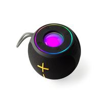 INTEMPO Aria Dolce Speaker - Portable, Wireless, 10 W Power Output, Enhanced Bass, IPX4 Splashproof, Hanging Straps, 7 LED Lighting modes, 18 Hour Play Time, USB-C Cable Included, Fabric Black Finish