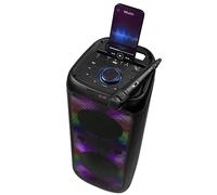 Intempo EE7515BLKSTKEU7 Bluetooth Karaoke Speaker - Party Stereo Speaker With Wired Microphone, Colour LED Changing Lights, Built-In Phone Stand, Wireless Range Up To 25m, Easy To Use Control Panel