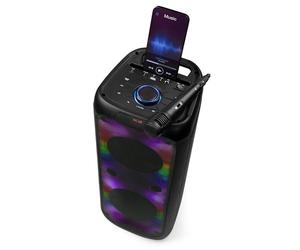 Intempo Bluetooth Party Speaker - Party Stereo Speaker With Wired Microphone, Colour LED Changing Lights, Built-In Phone Stand, Wireless Range Up To 25m, Easy To Use Control Panel