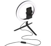 INTEMPO EE5977BLKSTKEU7 Sync Desktop Selfie Ring Stand with Phone Holder, 26 cm, 3 Light Modes, USB Powered, Create The Perfect Atmosphere for Social Media Images & Portraits, Black