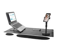 Intempo EE6800BLKSTKEU7 Home Office Accessory Set - 6 in 1 Working From Home Set Up, Includes Phone Holder, Laptop Riser, Desk Mat, 2 Wrist Supports &