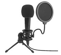 Intempo Podcast Desktop Microphone - Pop Filter for Vlogging and Gaming, Captures Rich Full Bodied Sound, Includes Adjustable Shock Mount, Tripod Stand, Foldable Angle and 3.5 mm Jack