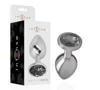 Intense Aluminium Metal Anal Plug with Black Glass - Medium Size, Size 8 cm x 3.3 cm, Color Black