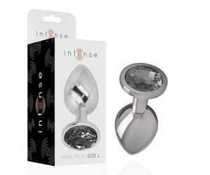 Intense Aluminium Metal Anal Plug with Black Glass - Medium Size, Size 9 cm x 4 cm, Poids 0.175 Kg, Color Black