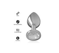 Intense Aluminum Anal Plug with Silver Crystal - Small Size Luxury Toy - Couleur: Transparent, Taille: 9 cm x 4 cm