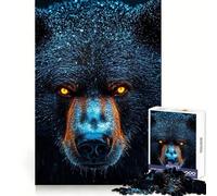Intense Black Bear Portrait with Glowing Eyes Jigsaw Puzzles 1000 Piece for Adults Memory Boost Cozy Fun Pattern Assemble Nice Decor (38x26cm)