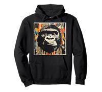 Intense Gorilla Face Stencil Art Graphic Pullover Hoodie